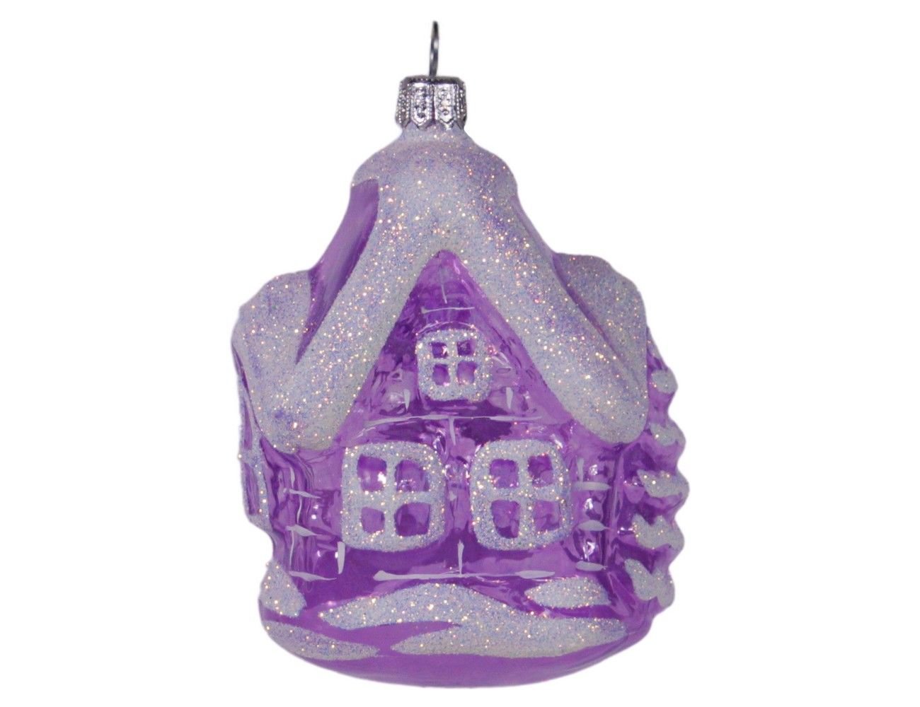 Ёлочная игрушка домик с ёлкой, фиолетовый, 80 мм, елочка