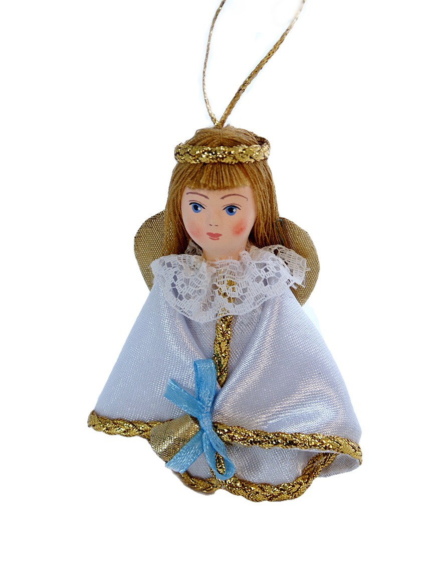 Кукла-подвеска ангел с колокольчиком.