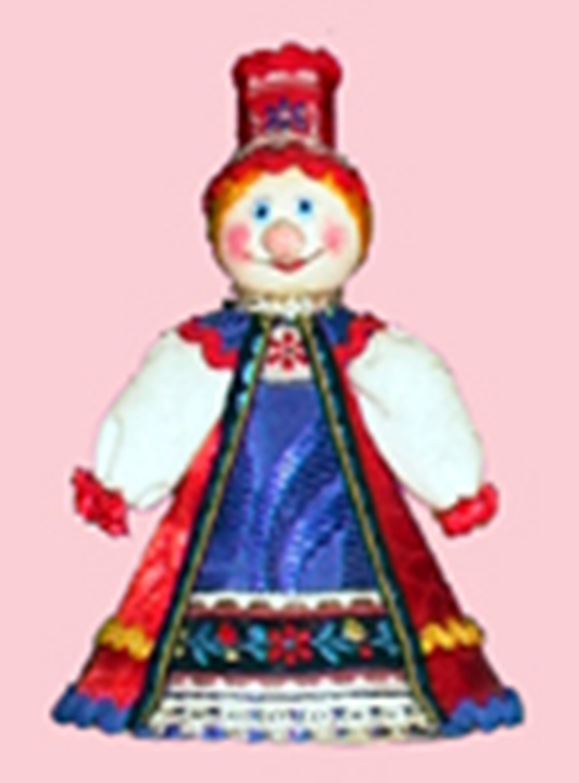 Кукла-потешка сувенирная с деревянной головой. русский костюм.