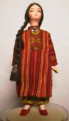 Кукла сувенирная фарфоровая. туркменский национальный детский праздничный костюм.