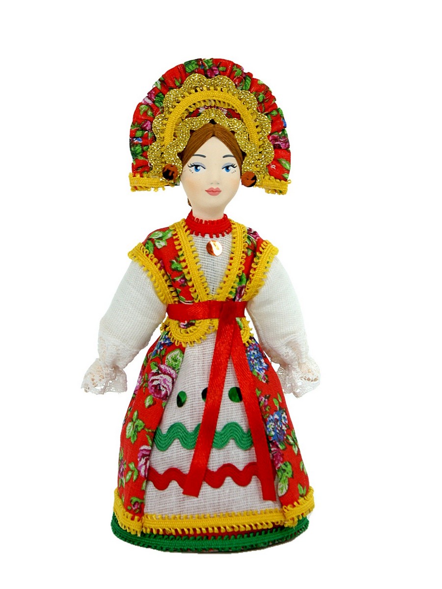 Кукла сувенирная девушка в русском костюме.
