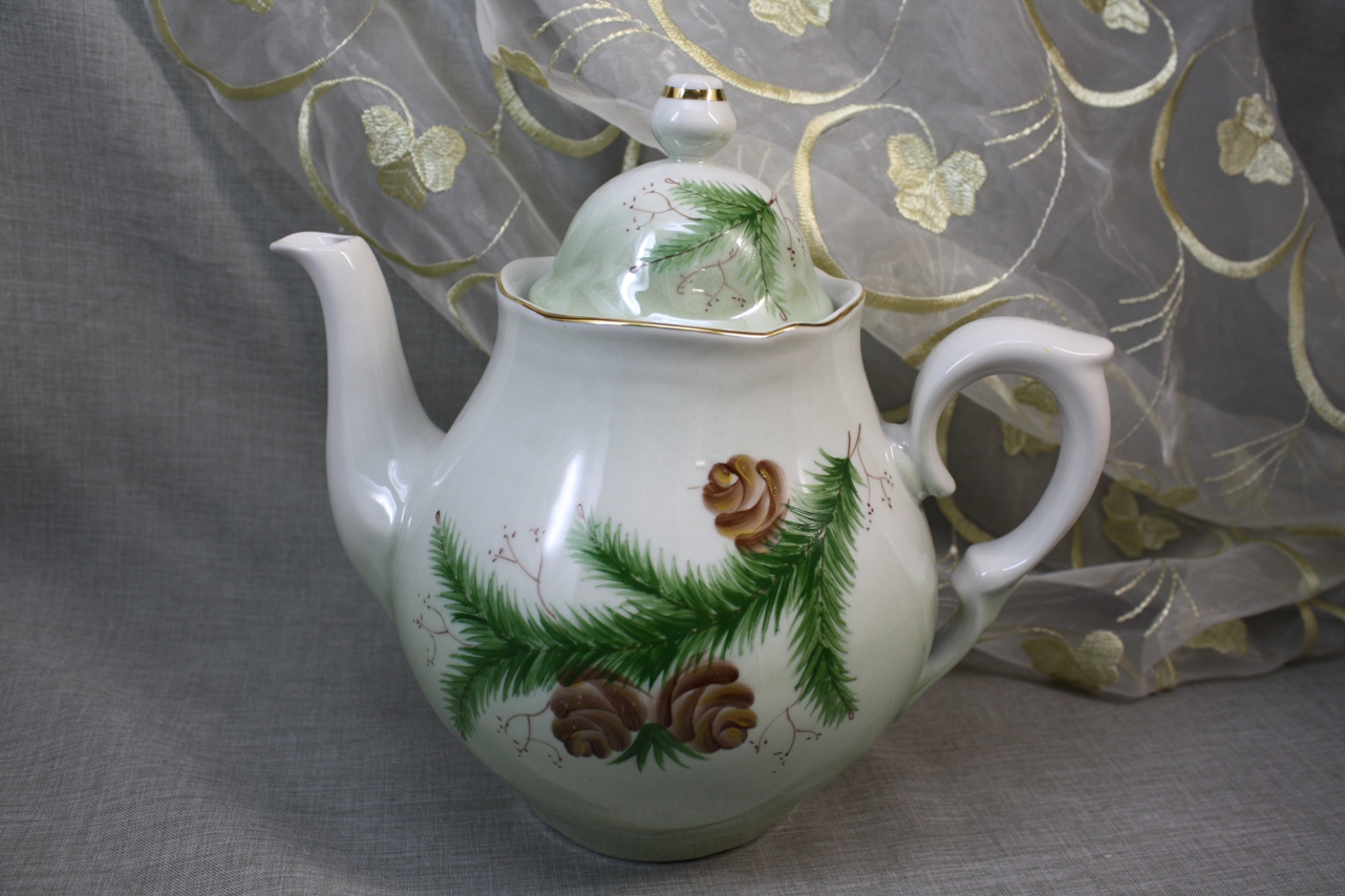 Чайник зимний день (малый) роспись кедровая ветка