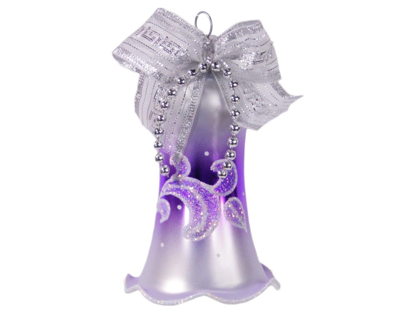Елочное украшение колокольчик эхо, фиолетовый, 85 мм, елочка