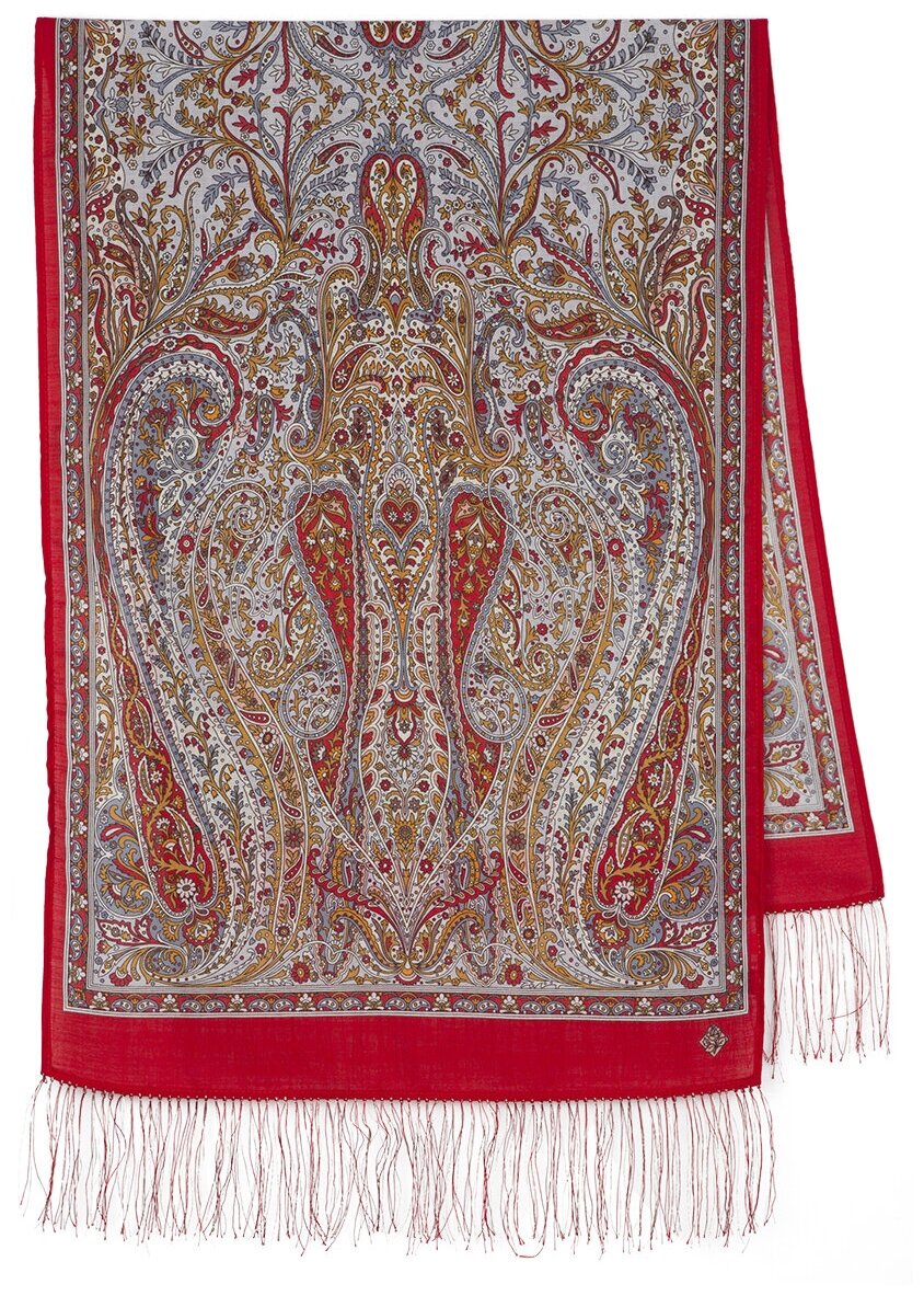 Павловопосадские платки / шерстяной шарф с шелковой бахромой, 1560 ода грёзам, вид 55, мультиколор