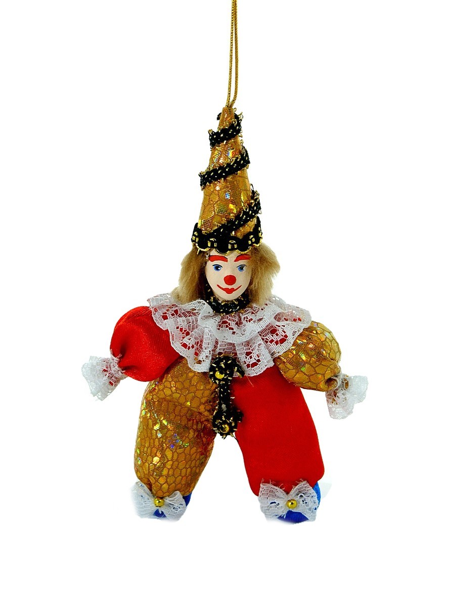 Кукла-подвеска сувенирная фарфоровая клоун рыжий