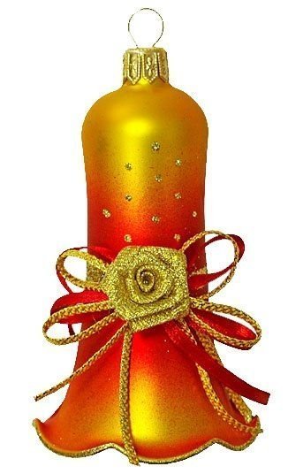 Новогоднее украшение колокольчик декоративный, красно-золотой, 85 мм, елочка