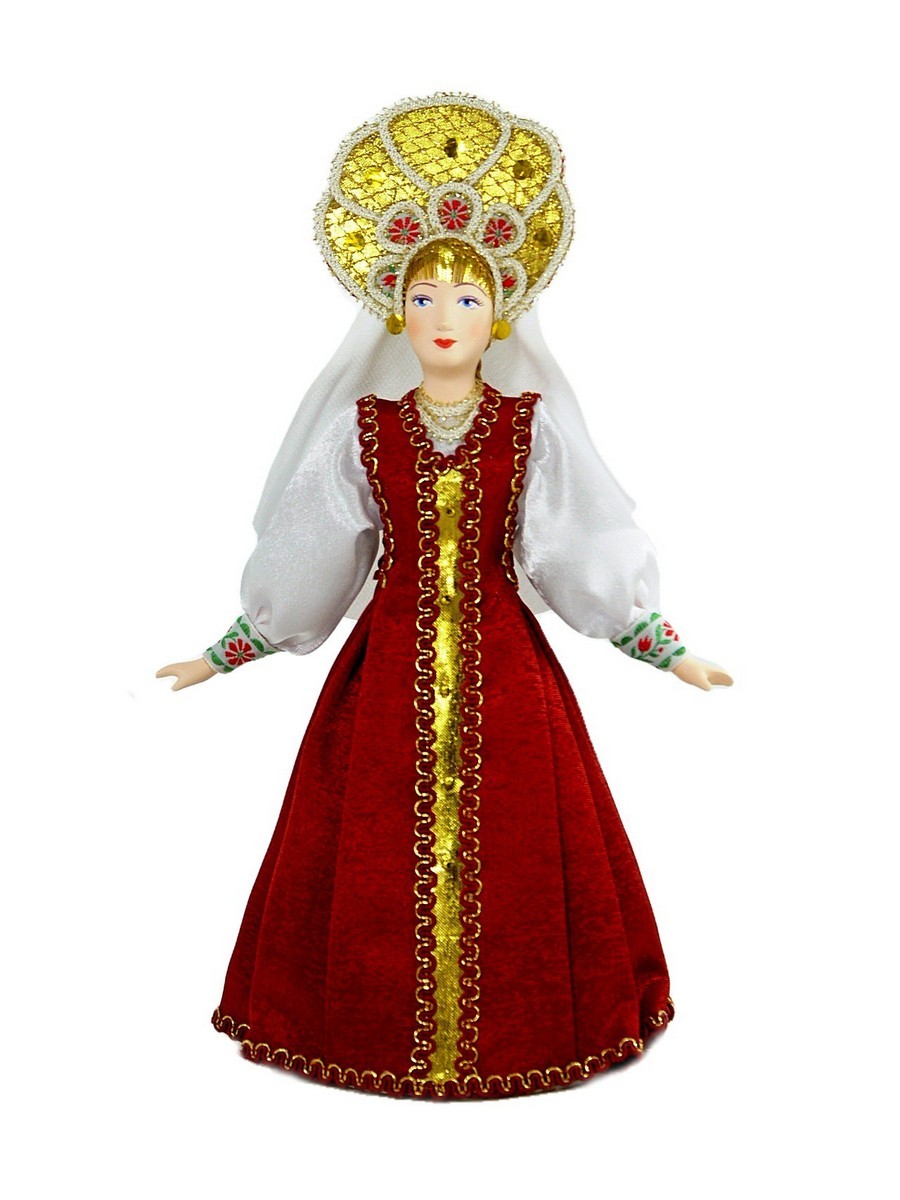 Кукла коллекционная потешного промысла в женском праздничном костюме.