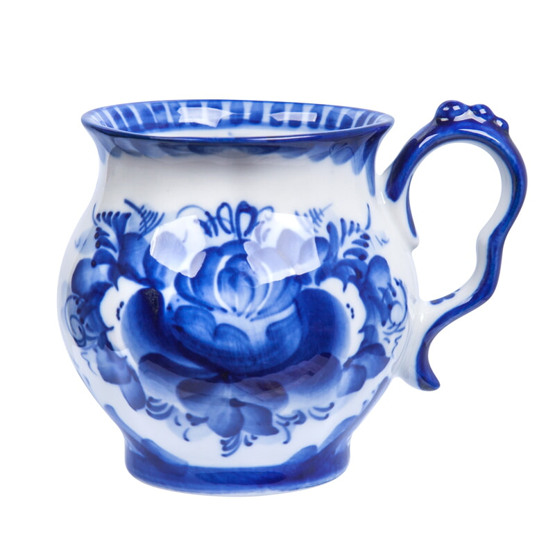 Чашка голубая рапсодия авторская работа объем 280 мл. гжель ручная роспись