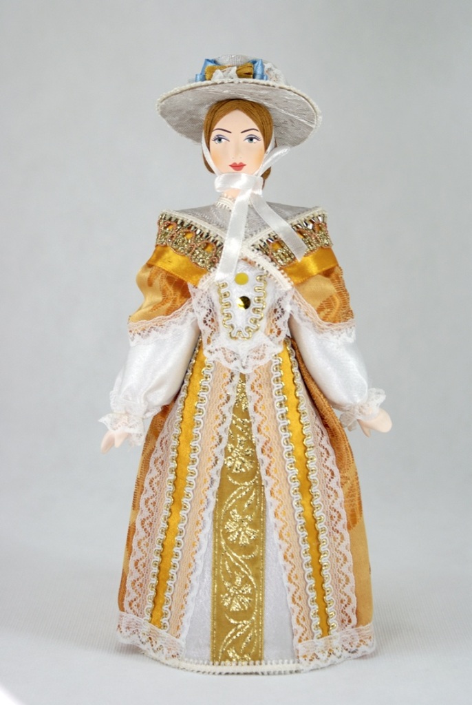 Кукла сувенирная фарфоровая. светская дама в прогулочном костюме. к. 18-н. 19 в.