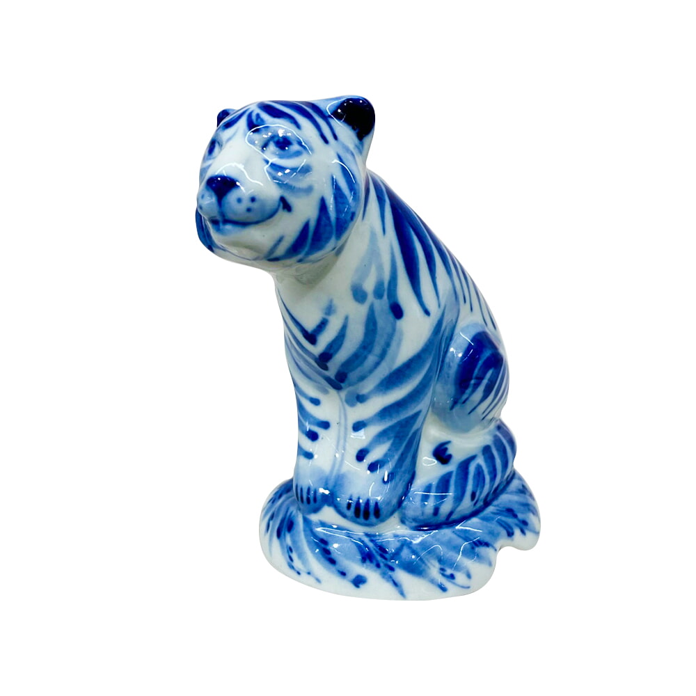 Скульптура амурский тигр гжель ручная роспись