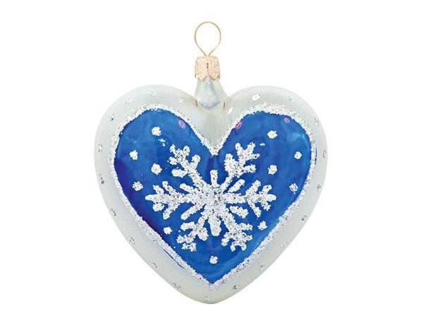 Ёлочное украшение сердечко снежинка, 65 мм, елочка