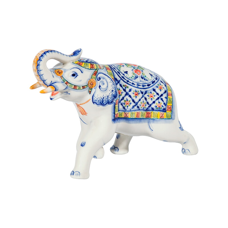 Скульптура слон №2 (подглазурные цветные краски, кобальт) гжель ручная роспись
