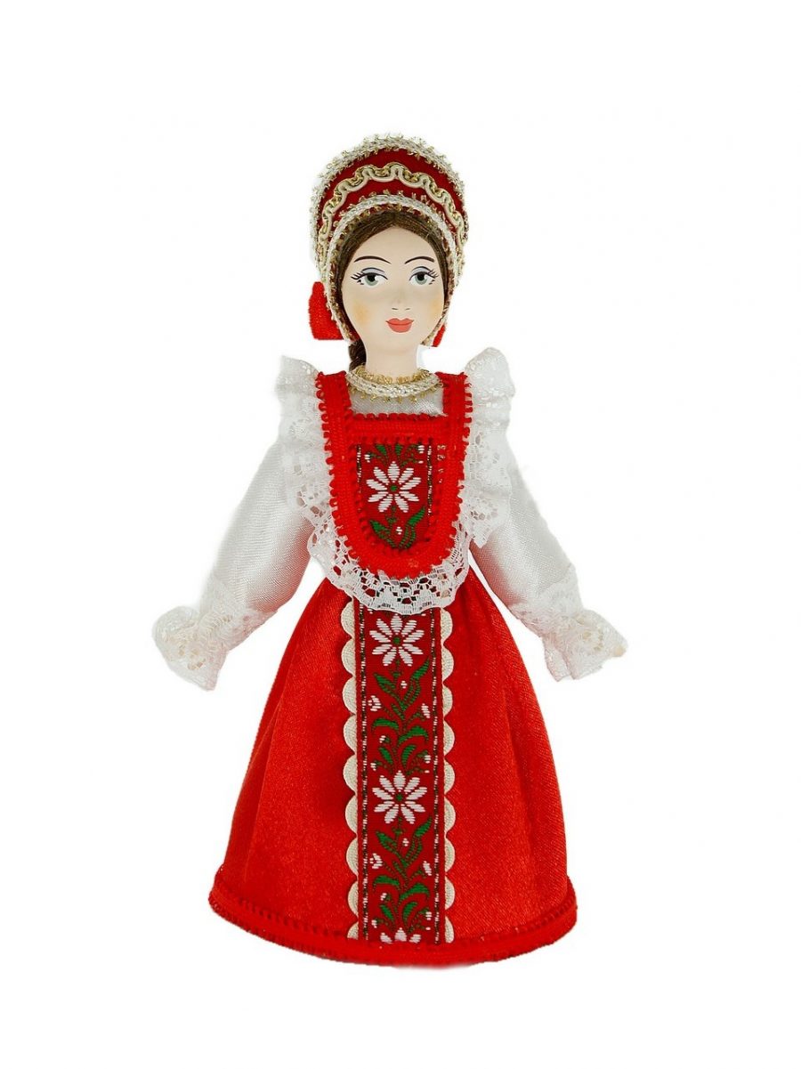 Кукла коллекционная потешного промысла в традиционном девичьем костюме.