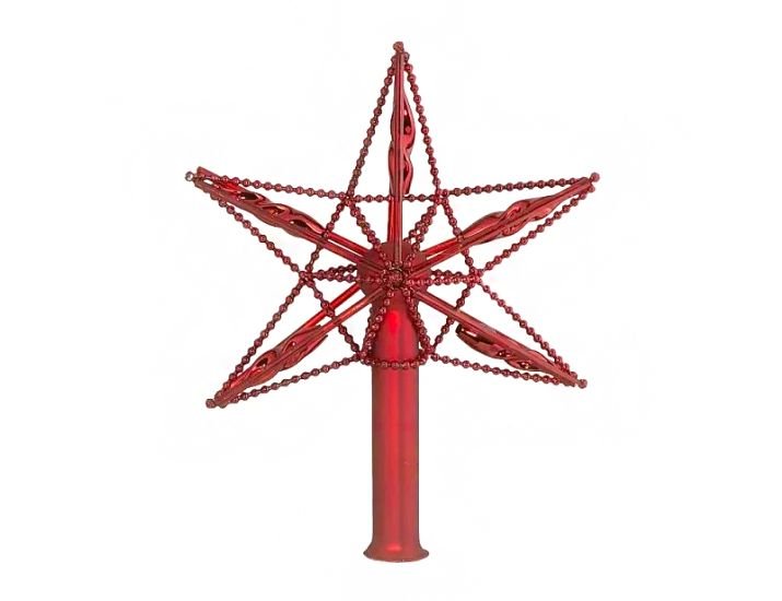Елочная верхушка звезда монтажная (h-220), красная, елочка