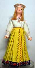 Кукла сувенирная фарфоровая. эстония. детский национальный праздничный костюм.