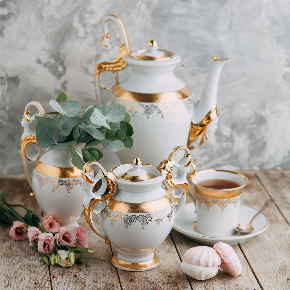Сервиз чайный золотой ажур (форма дворянская)