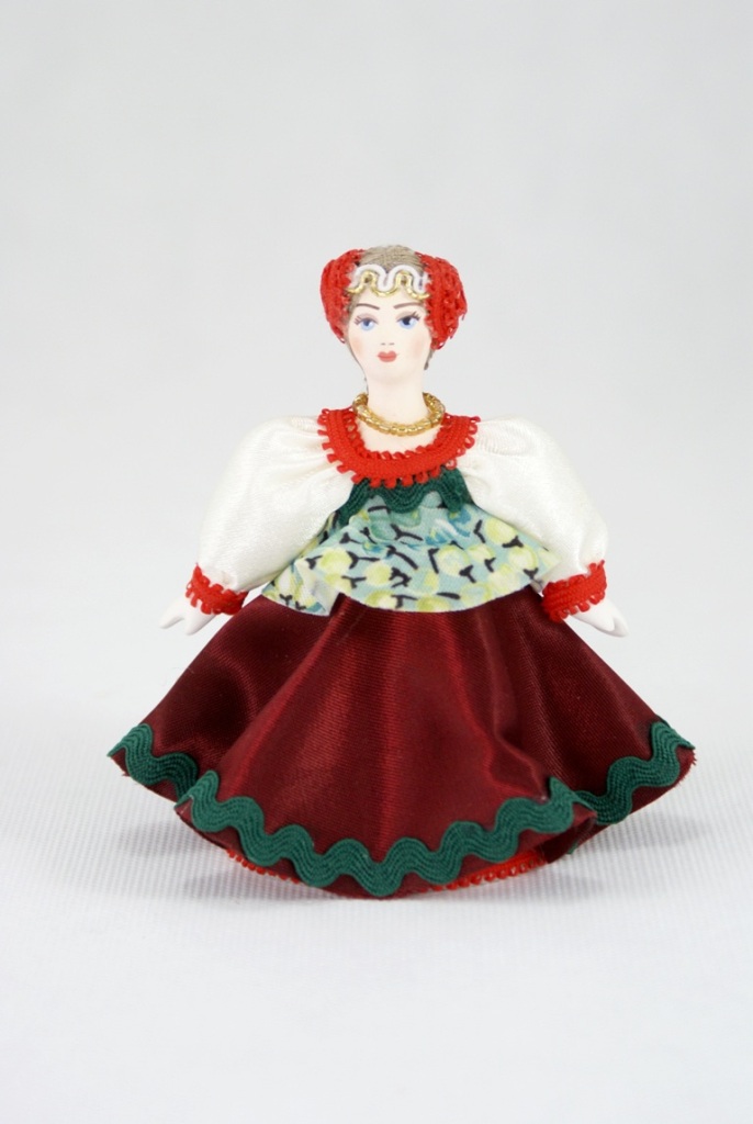 Кукла сувенирная фарфоровая. девушка в русском народном костюме.