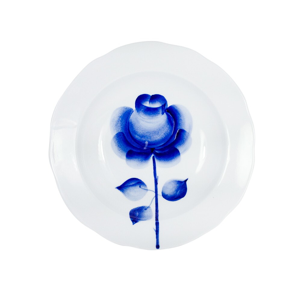 Тарелка суповая (роза) сергей сысоев объем 550 мл. гжель ручная роспись
