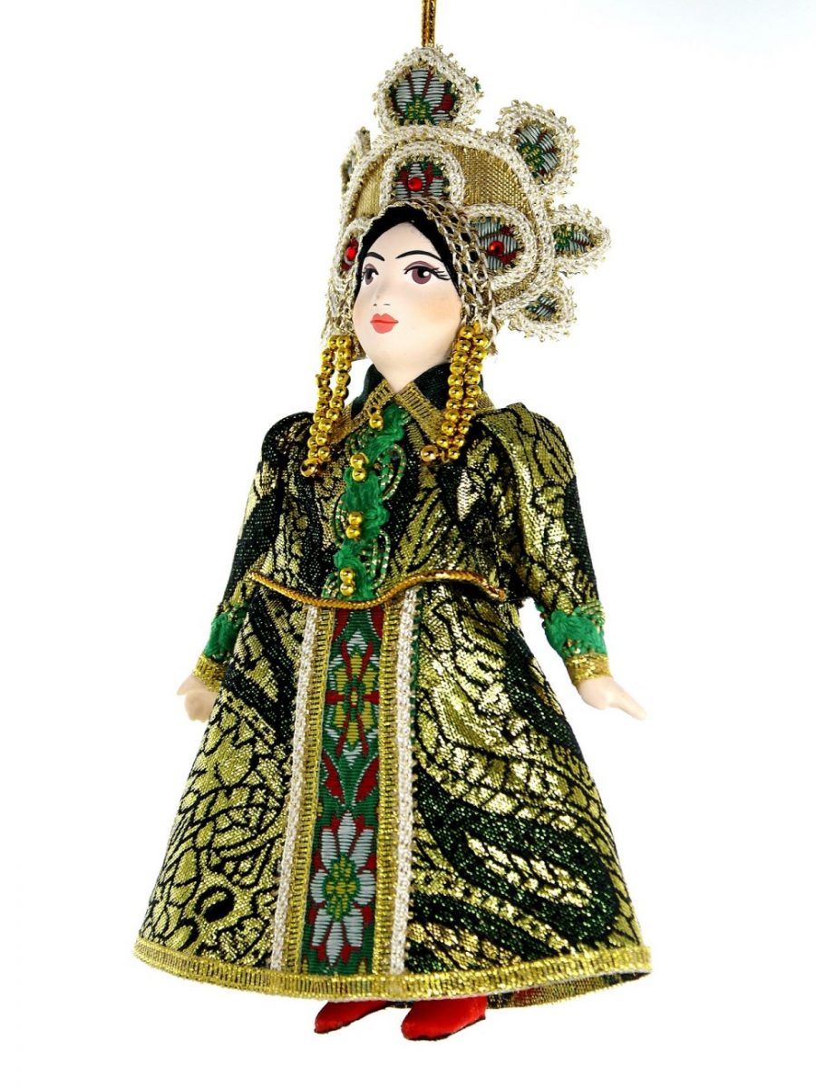 Кукла фарфоровая подвеска хозяйка медной горы по сказкам бажова малахитовая шкатулка