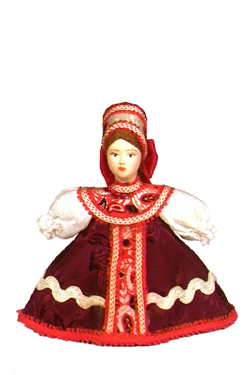 Кукла-подвеска сувенирная фарфоровая. девушка в парчовой повязке.
