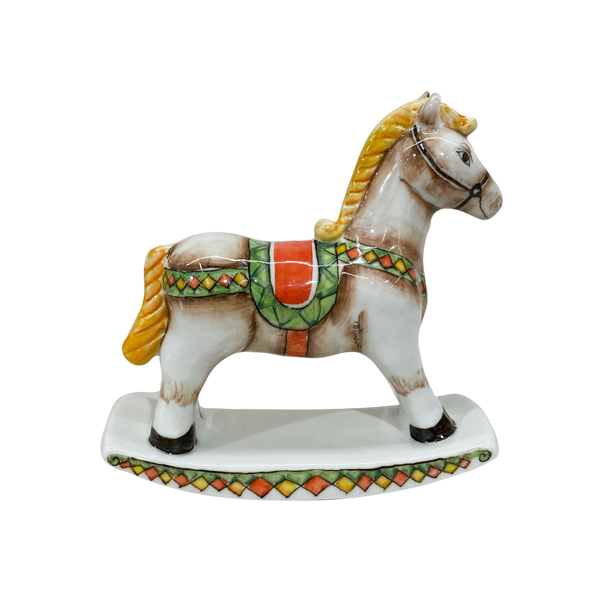 Скульптура лошадка-качалка в цвете гжель ручная роспись